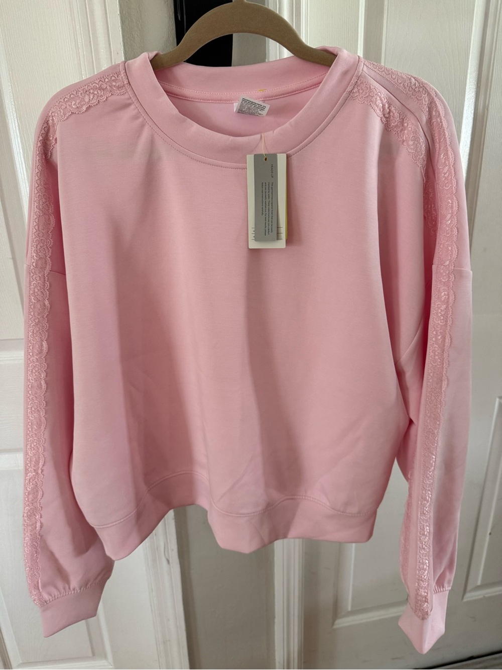 all in motion Pink Lace-Trim Pullover Sweatshirt